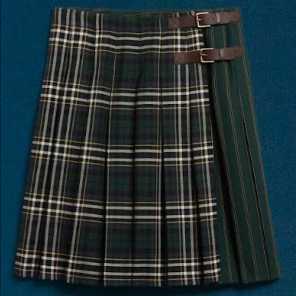 Banana Republic Green Plaid Midi Skirt
